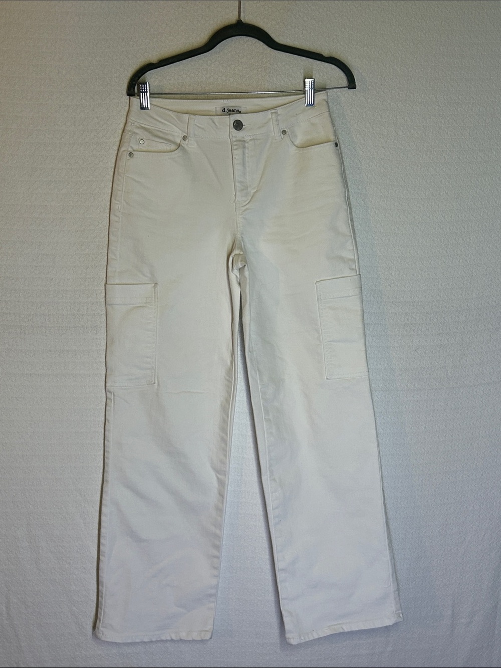 d. jeans Cream Straight-Leg Cargo Jeans
